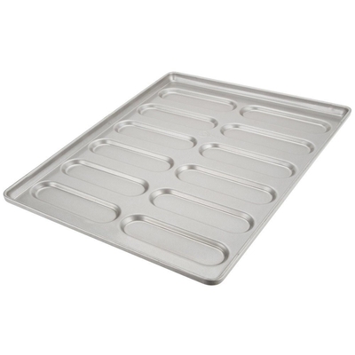 RK Bakeware China Foodservice NSF 0215 Hoagie-Brötchenpfanne aus glasiertem aluminiertem Stahl mit abgerundeten Enden, Hamburger-Brötchen-Backblech