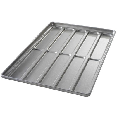 RK Bakeware China Foodservice NSF 0215 Hoagie-Brötchenpfanne aus glasiertem aluminiertem Stahl mit abgerundeten Enden, Hamburger-Brötchen-Backblech
